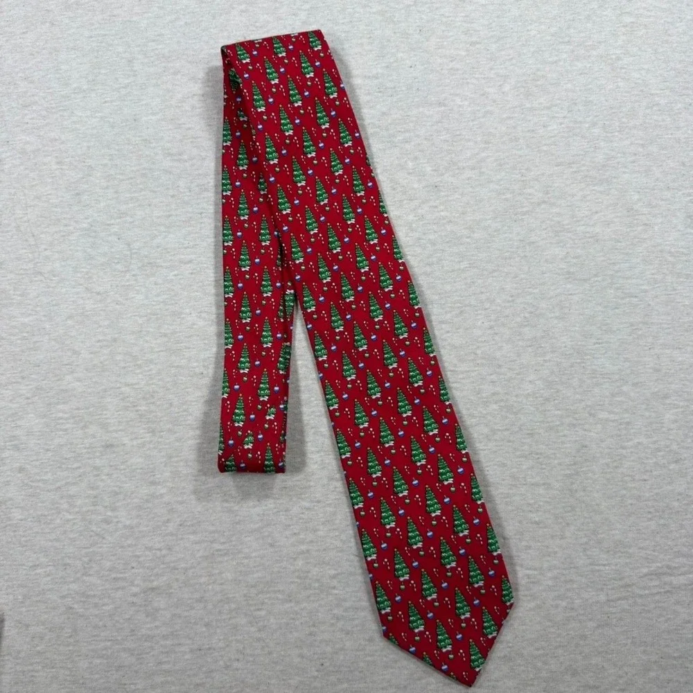 Holiday Traditions Necktie‎ Men OS Red Excellent Christmas Tree Candy Cane